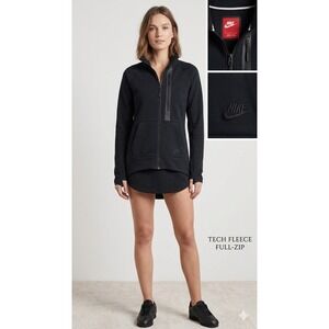 Nike Womens Tech Zip Up Jacket Hi Low Black Large
